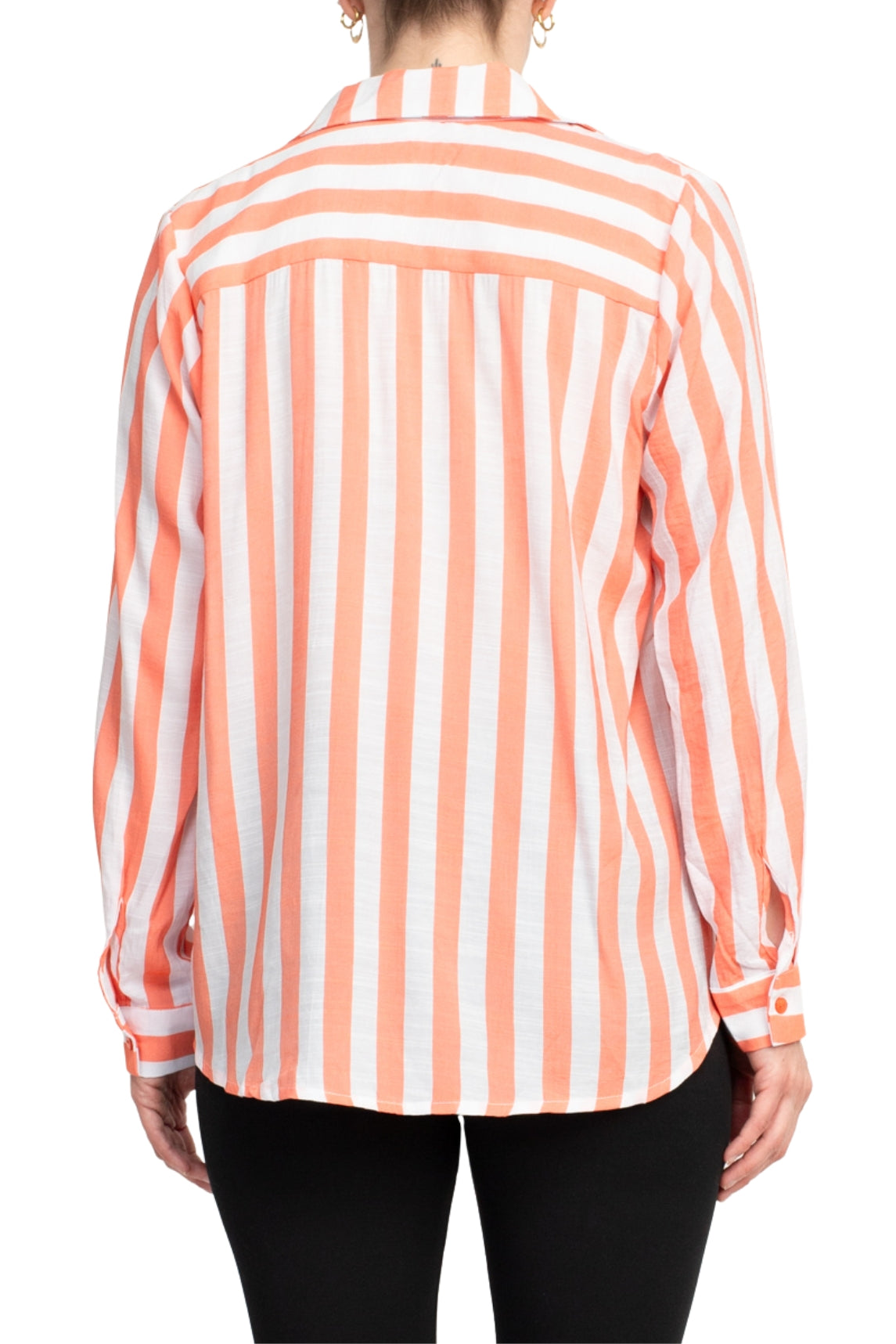 Notations Slubbed Woven Chest Pocket Shirt- CORAL WHITE - Back