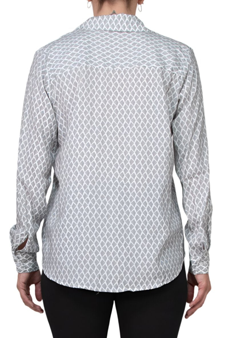 Notations Slubbed Woven Chest Pocket Shirt - BLACK WHITE ABSTRACT - Back