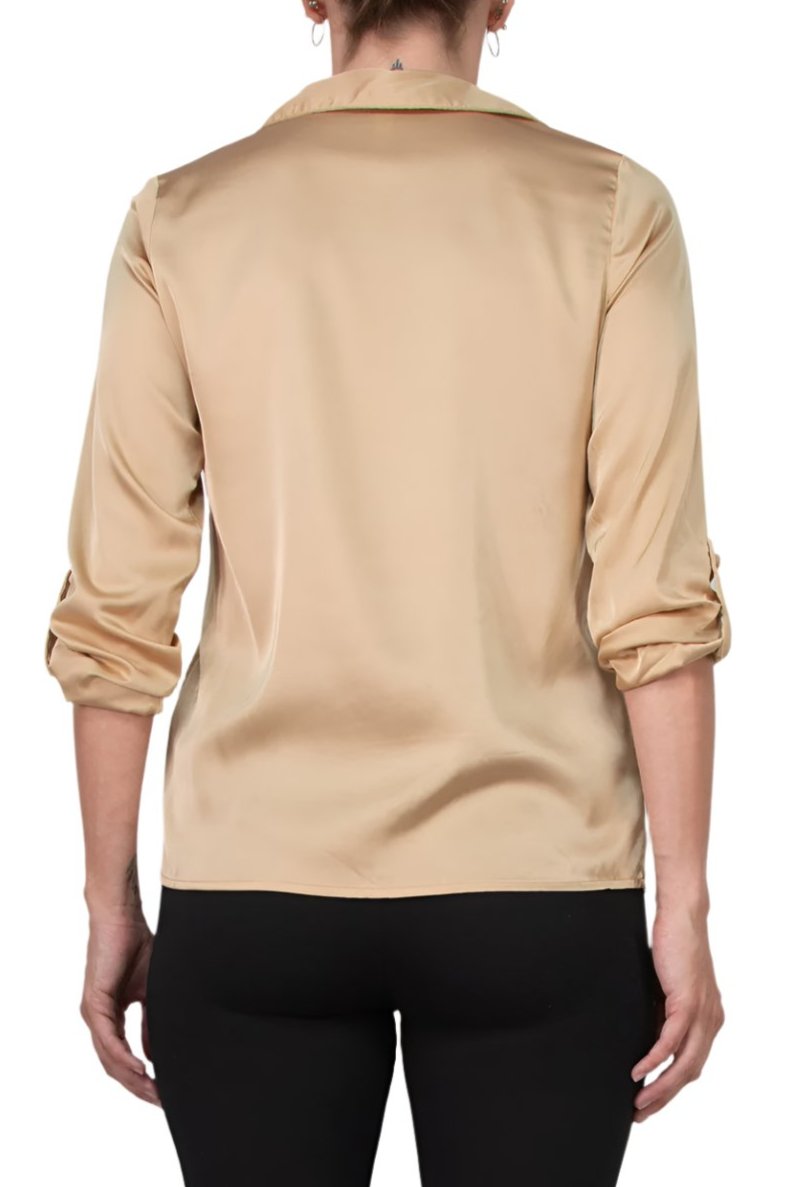 Notations Satin Blouse - CHAMPAGNE - Back