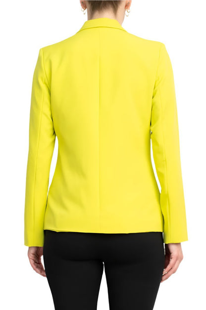 Nanette Lepore Notch Lapel Nolita Stretch Blazer - CITRINE - Back 