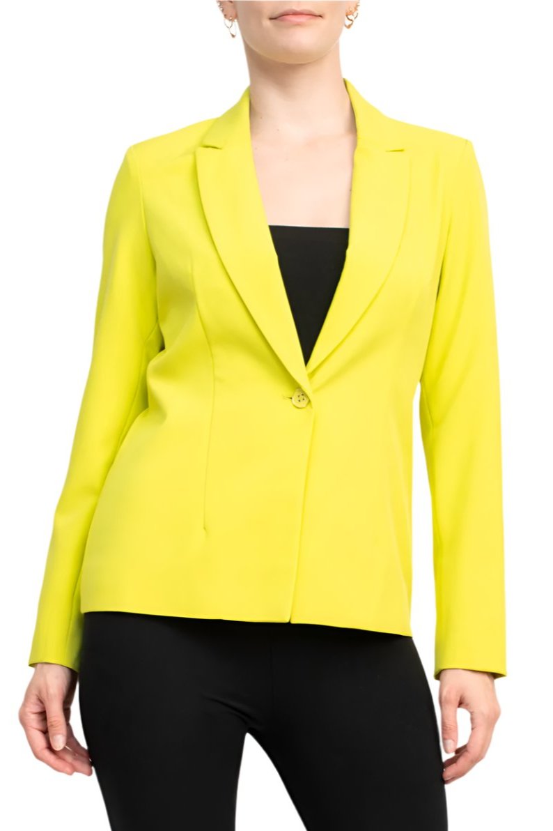 Nanette Lepore Notch Lapel Nolita Stretch Blazer - CITRINE - Front 