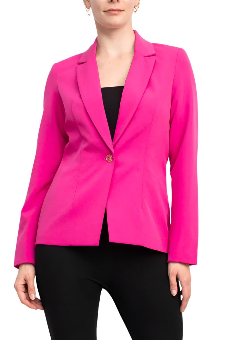 Nanette Lepore Notch Lapel Nolita Stretch Blazer - PRECIOUS PINK - Front 