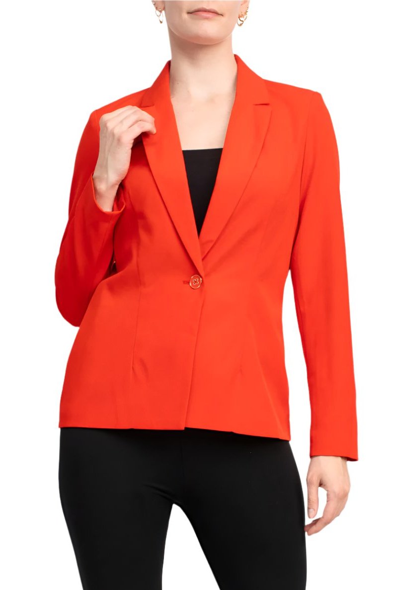 Nanette Lepore Notch Lapel Nolita Stretch Blazer - CHERRY RED - Front 