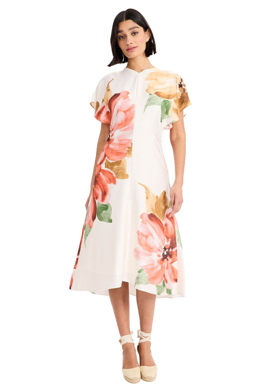 Flutter Sleeve Floral Midi Dress Maggy London G6911M