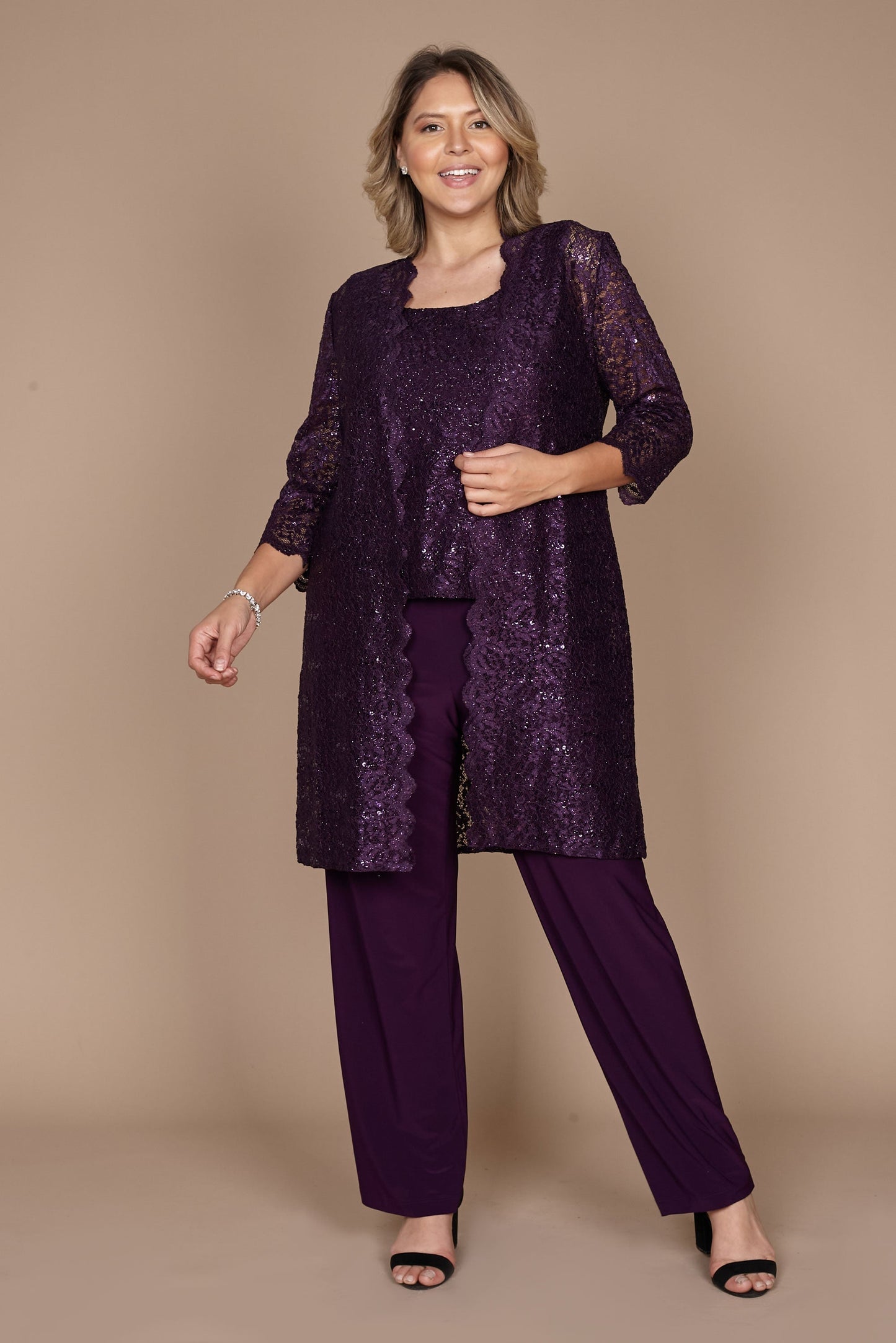 R&M Richards RM1993 Mother of the Bride Long Jacket Pant Suit in 