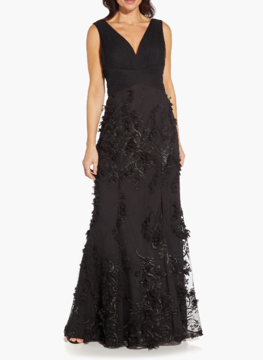 Embroidered Mesh Trumpet Mermaid Gown Aidan Mattox MD1E206707