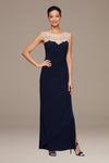 Wholesale Long Sleeveless Crepe Side Ruched Dress with Sweetheart Embroidered Lace Illusion Neckline & Side Slit Alex Evenings 82351473
