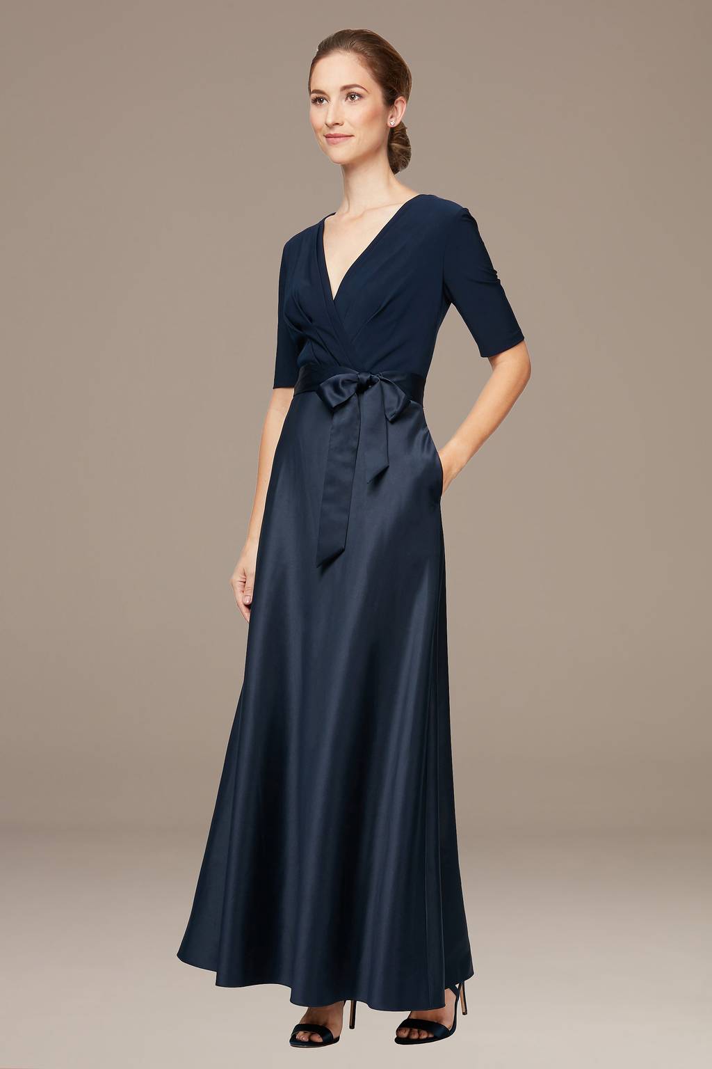 Wholesale Surplice Neckline Ballgown with Full Satin Skirt & Jersey Bodice Alex Evenings 82351533