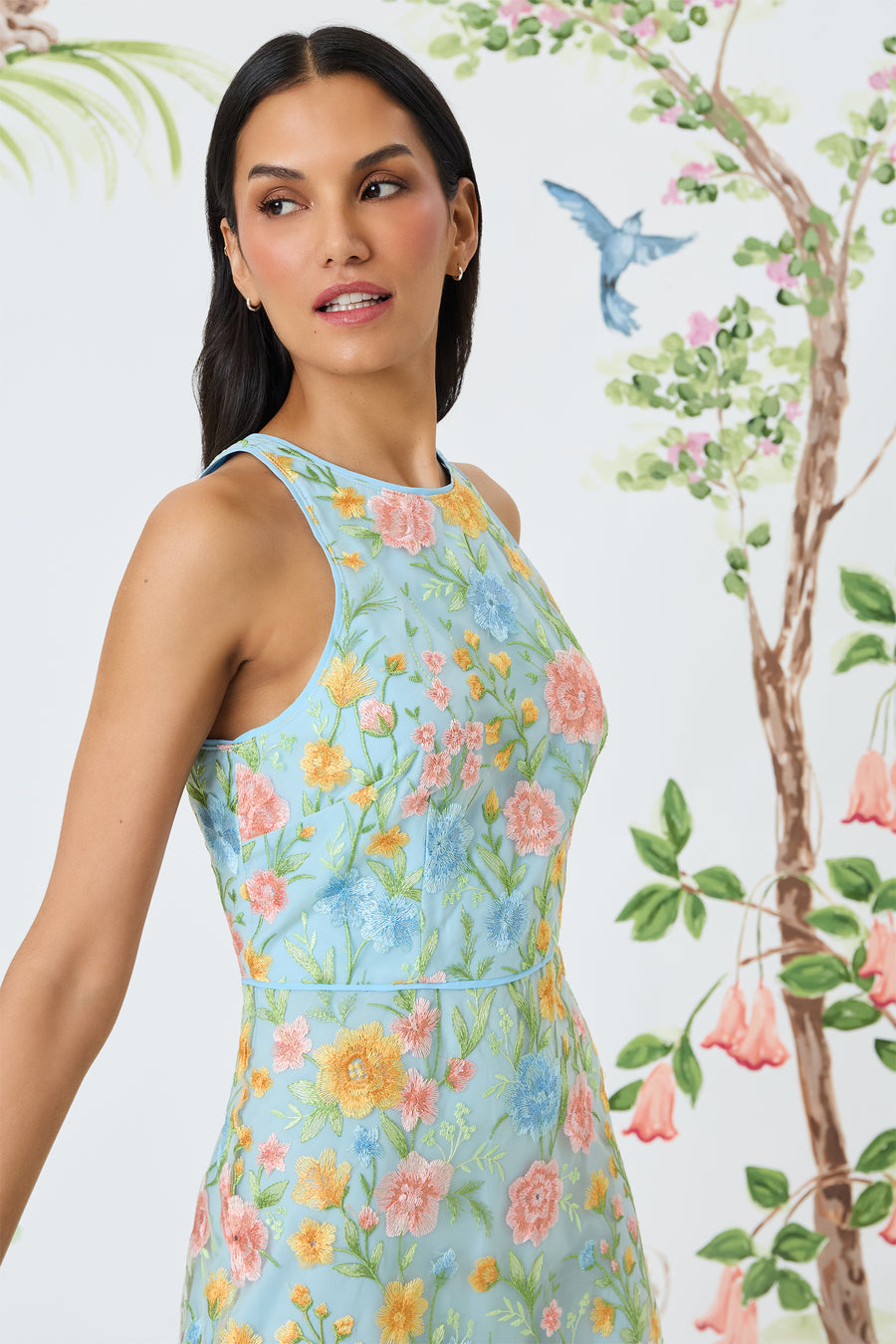 Bouquet Embroidered Midi Sheath Dress Maggy London G6493M