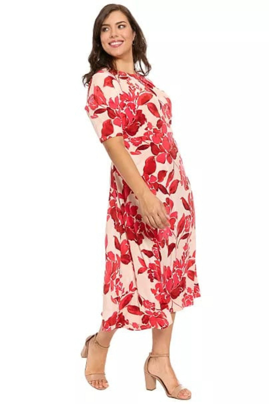 London Times A Line Floral Midi Dress T10260M Wholesale