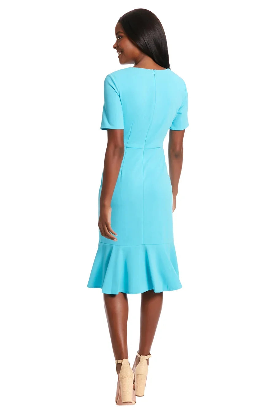 London Times Twist Waist Ruffle Skirt Sheath Dress T6064M