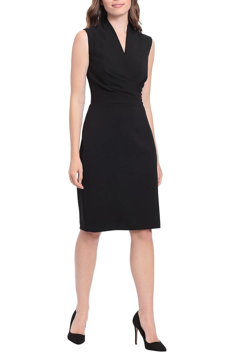 London Times Sleeveless V-Neck Sheath Dress - BLACK - SIDE