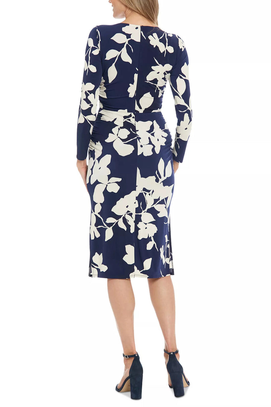 London Times Flower Print Sheath Midi Dress T7746M