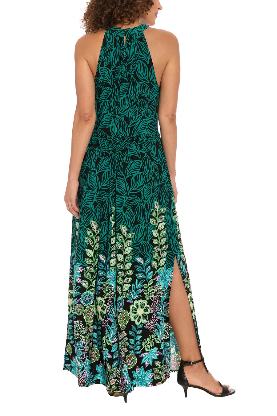 Halter Floor-Length Jersey Formal A-Line Dress London Times T7842M