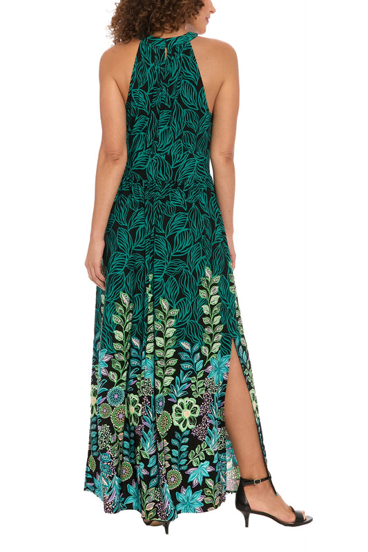 Halter Floor-Length Jersey Formal A-Line Dress London Times T7842M