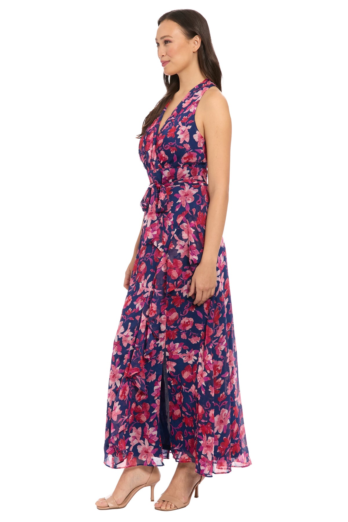 London Times Amberlyn Halter Floral Maxi Dress T8059M Wholesale