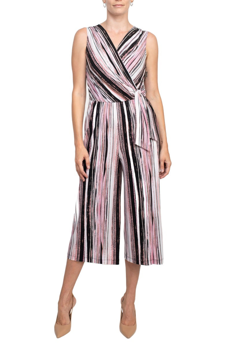 Blush Surplice Neck Full-Length Casual Jumpsuit Tie Side Connected Apparel TFE68332M1