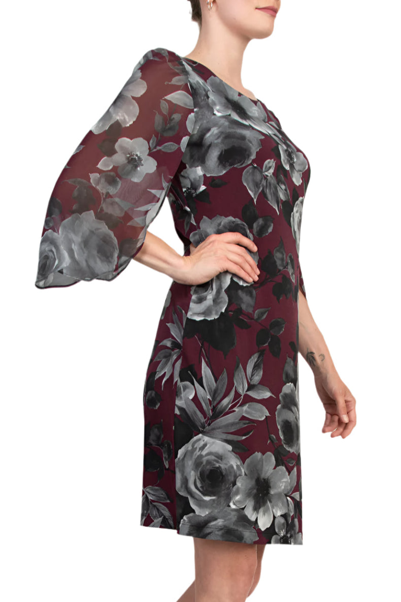 ワンピース Slit Sleeve Floral Print Dress Wyeth Cape Sleeve Floral Print Dress