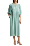 Seafoam V-Neck Tea-Length Crepe Casual Maxi Dress Pockets Connected Apparel TRM54766