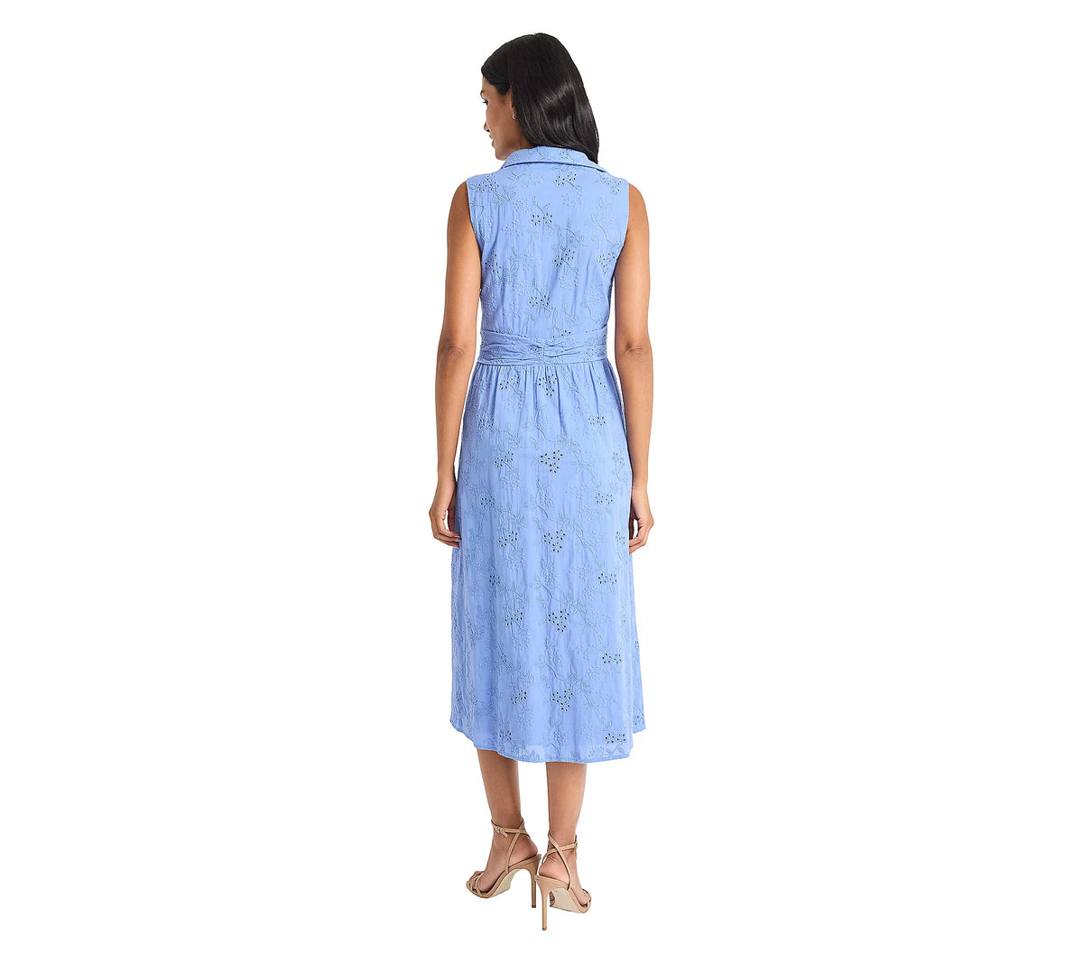 Maggy London Mock Neck Short sleeve Dress in Blue G6447M