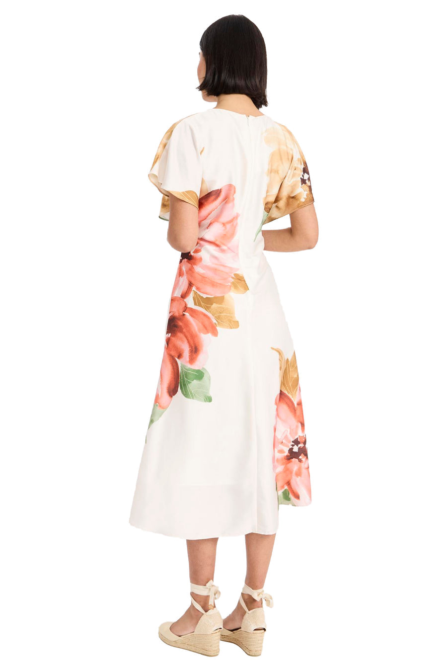 Flutter Sleeve Floral Midi Dress Maggy London G6911M