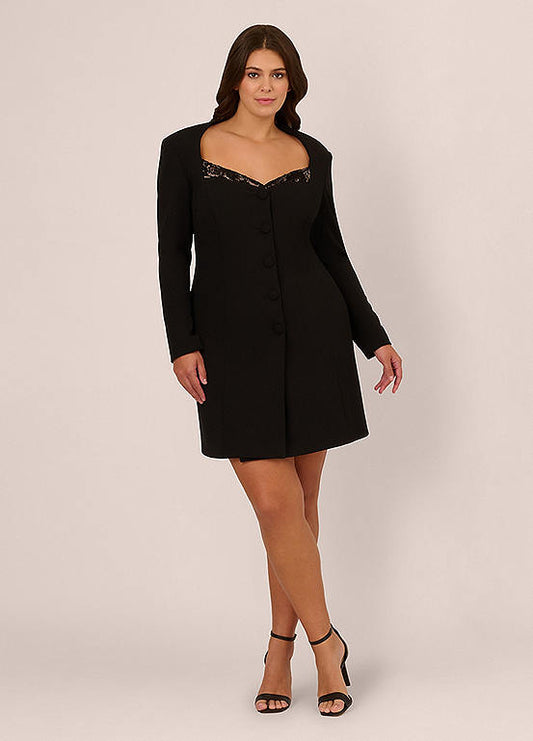 Adrianna Papell ADAE211744 Sweetheart Knee-Length Lace Cocktail Dress Jacket
