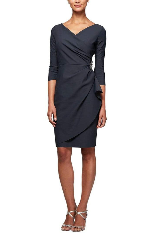 Three-Quarter Sleeve Sleeve Short Contour Collection Dress Featuring SmoothFit Fa Alex Evenings 134134