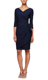 Wholesale Three-Quarter Sleeve Sleeve Short Contour Collection Dress Featuring SmoothFit Fa Alex Evenings 234134