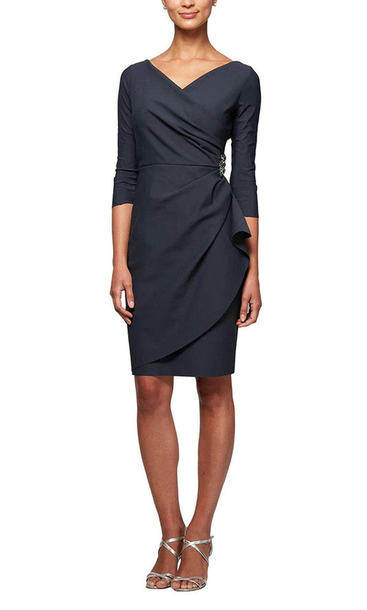 Wholesale Three-Quarter Sleeve Sleeve Short Contour Collection Dress Featuring SmoothFit Fa Alex Evenings 234134