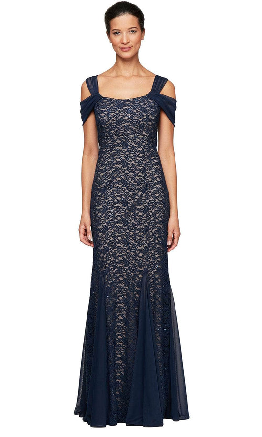 Wholesale 1 Long Lace Fit and Flare Cold Shoulder Dress Alex Evenings 81122243
