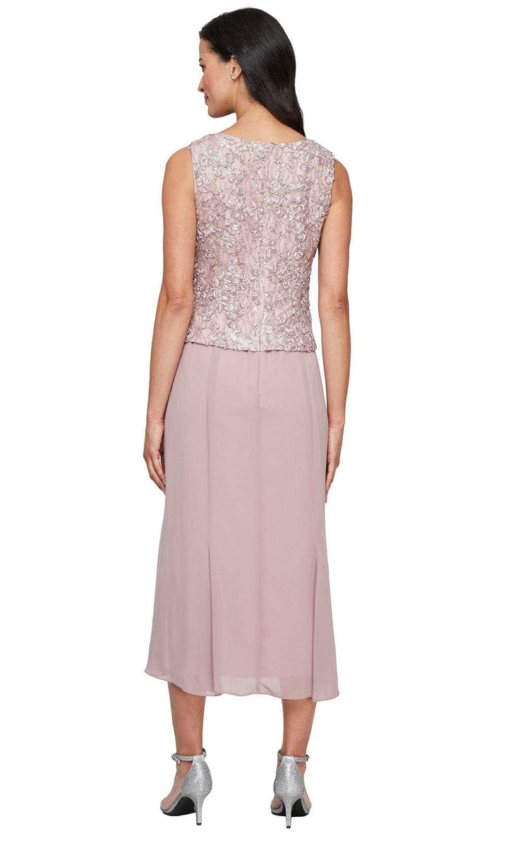 Wholesale Tea Length Soutache Dress with Center Front Button Jacket and Chiffon Skirt Alex Evenings 81122689