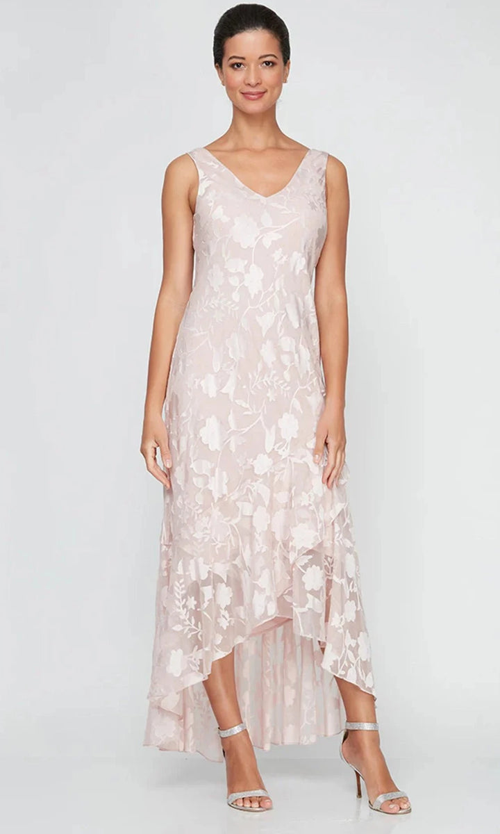 Wholesale Chiffon Jacket Dress with High/Low Tulip Hem Skirt & Open Cascade Jacket Alex Evenings 8175804