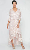 Wholesale Chiffon Jacket Dress with High/Low Tulip Hem Skirt & Open Cascade Jacket Alex Evenings 8175804
