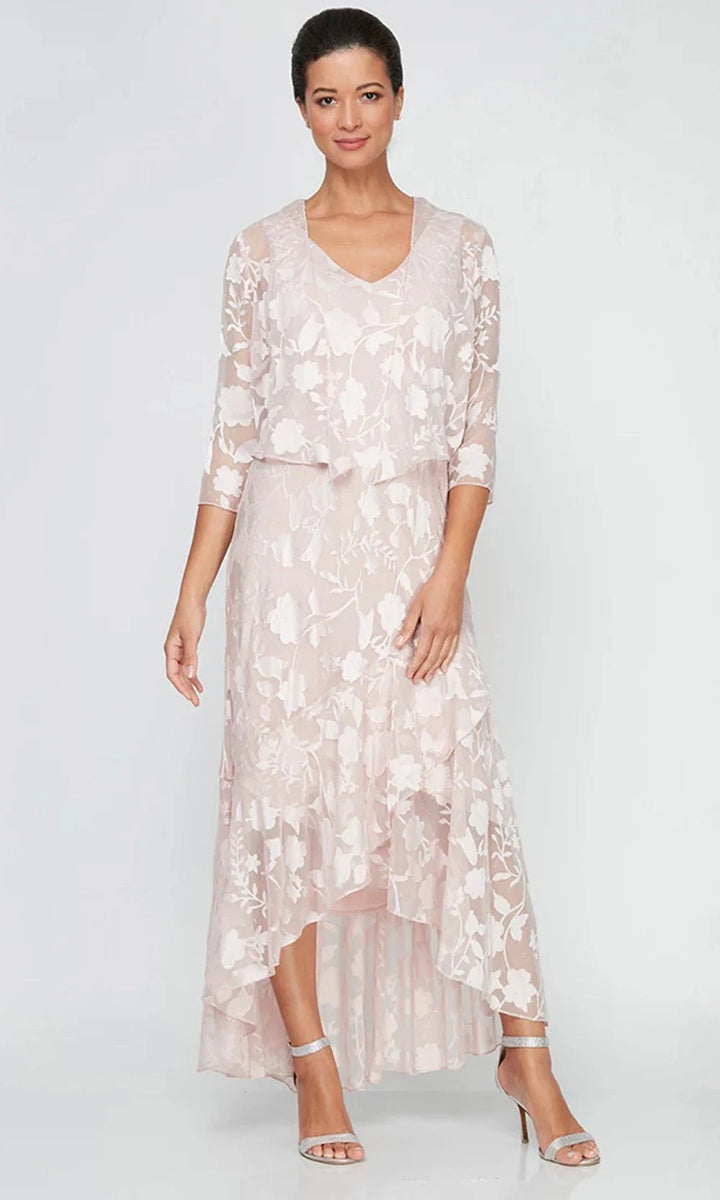 Wholesale Chiffon Jacket Dress with High/Low Tulip Hem Skirt & Open Cascade Jacket Alex Evenings 8175804