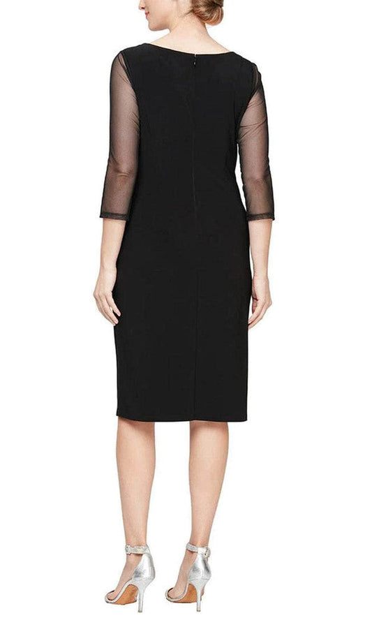 Wholesale Sheath Crepe Dress with Embellished Sweetheart Illusion Neckline and Cascade Detail Skirt Alex Evenings 81351653