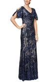 Caroline Flutter Sleeve Sequin Gown Alex Evenings 8196611