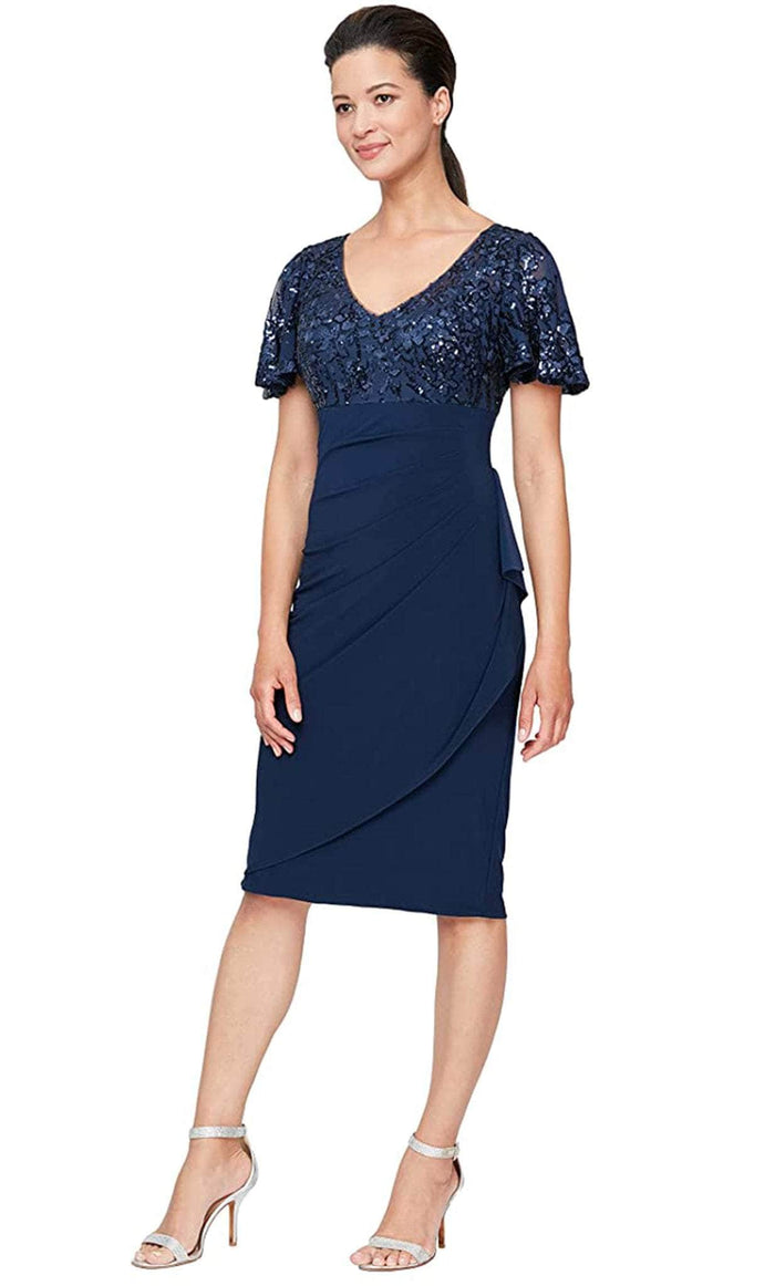Alex Evenings 8296786 Short Cocktail Knee Length Sequin Petite Dress