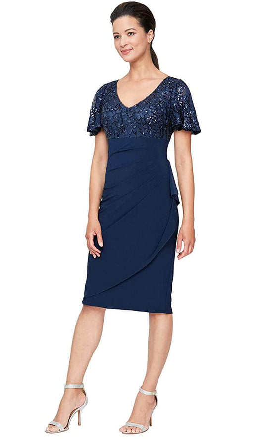 Alex Evenings 8296786 Short Cocktail Knee Length Sequin Petite Dress