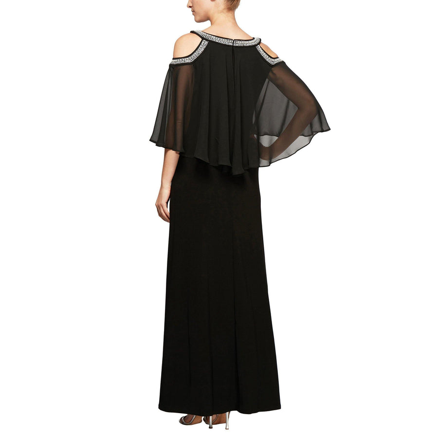 Cold Shoulder Popover Jersey and Chiffon Gown Alex Evenings 1351319