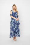 Wholesale Tea Length Cowl Neck Printed Dress With High/Low Skirt and Shawl Alex Evenings 8175916
