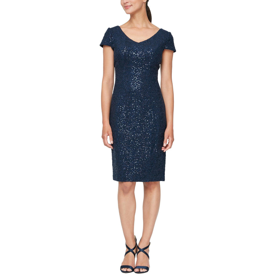 Embroidered Cap Sleeve Dress Alex Evenings 81122241