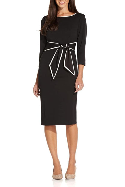 Adrianna Papell Knit Crepe Tie Sheath Dress