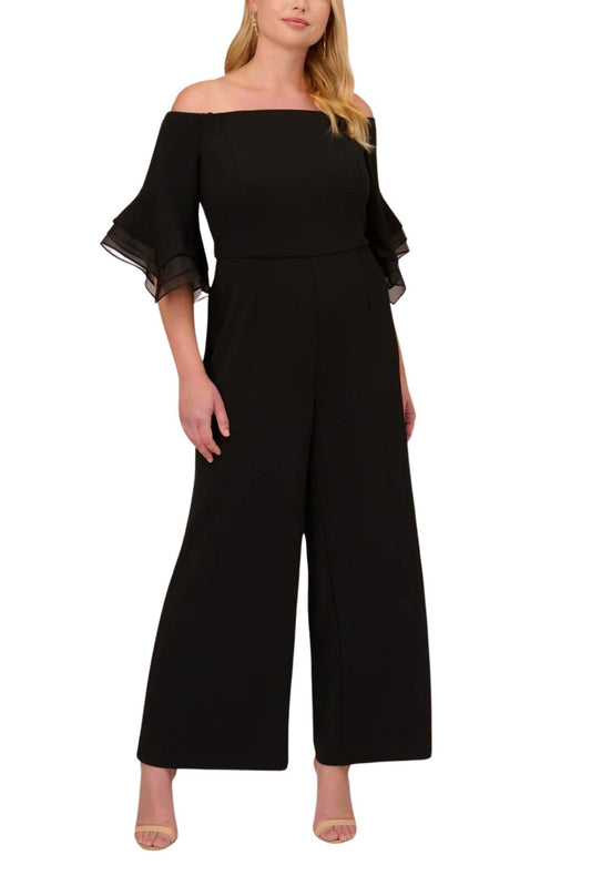 Adrianna Papell crepe jumpsuit ( Plus Size ) - Wholesale - Black - Front 