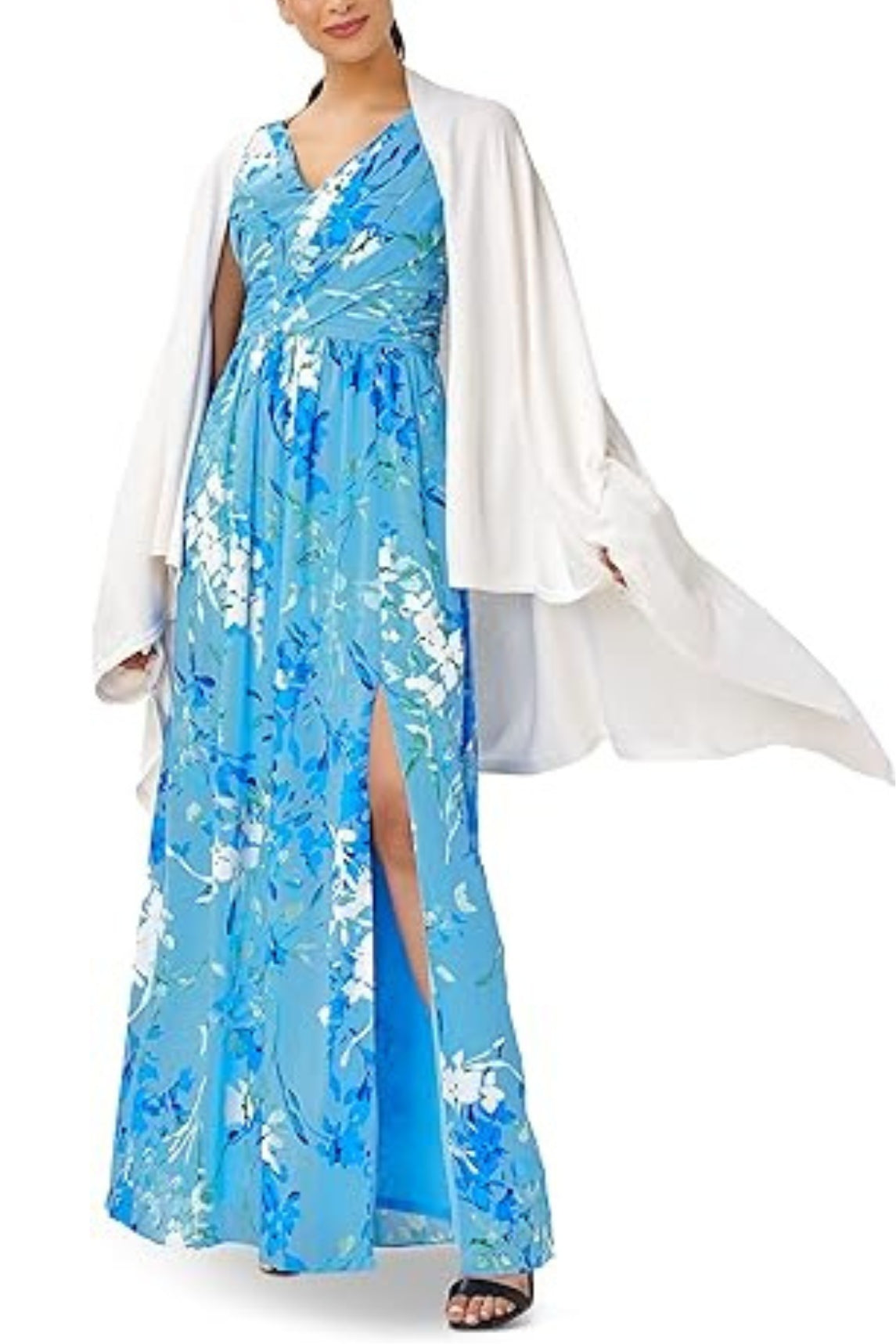 Adrianna Papell Floral Sleeveless Chiffon Gown - Wholesale - PERI MULTI - front view