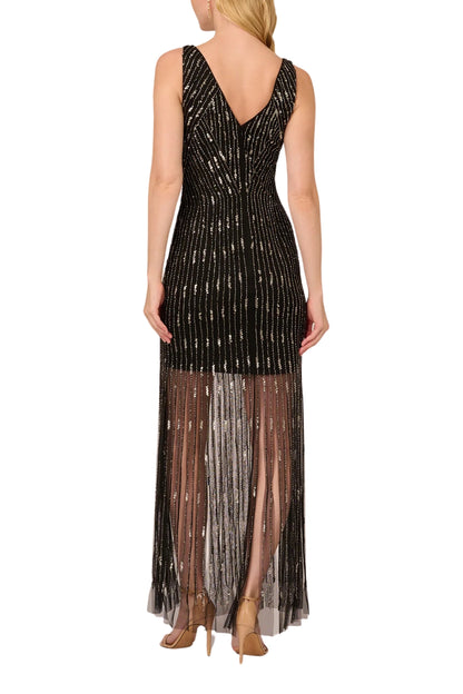 Adrianna Papell Beaded Sleeveless Dress - Wholesale - BLACK MERCURY - Back 