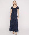 Draped Sleeve Floral Appliqué Ankle Gown JS Collections Wholesale