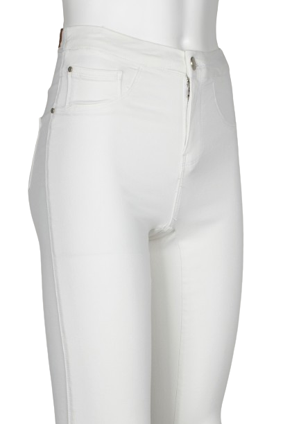 Cenia MId Waist Pockets Stretched Denim Pants - Wholesale - White - Side