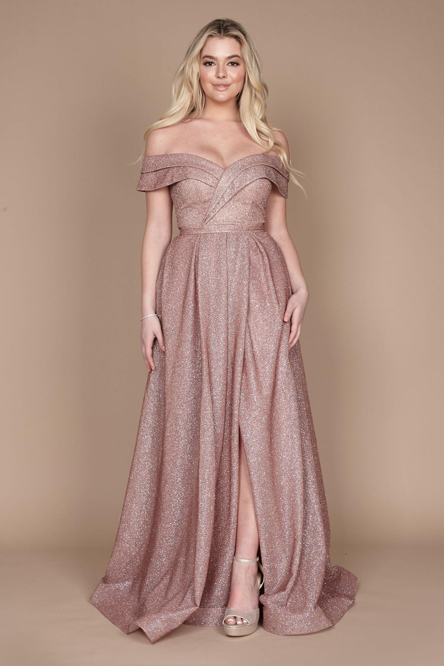 Long Off Shoulder Glitter Prom Dress Wholesale