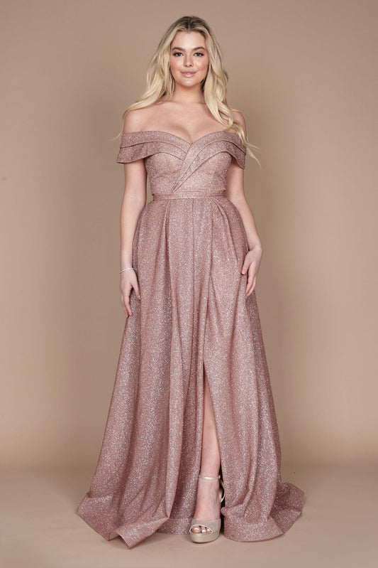 Long Off Shoulder Glitter Prom Dress Wholesale