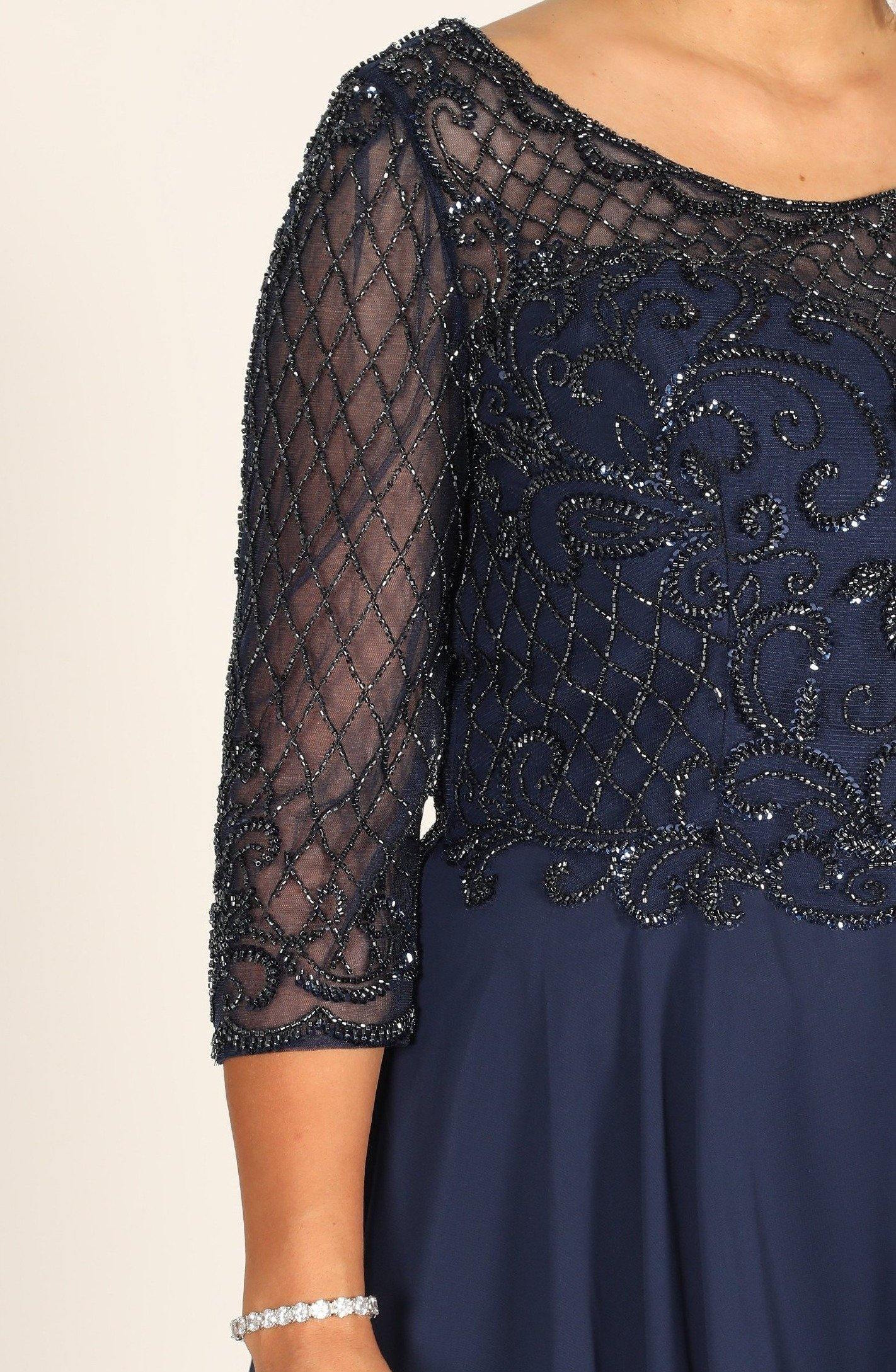 Long Sleeve Hand Beaded Mother of The Bride Dress